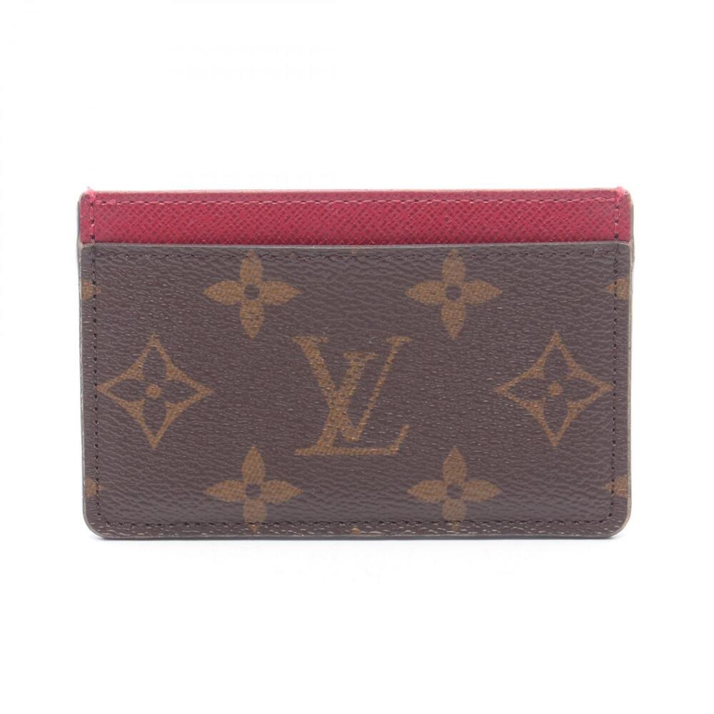 Louis Vuitton Porte Cartes Card Case Wallet Accessory Leather Pink Brown